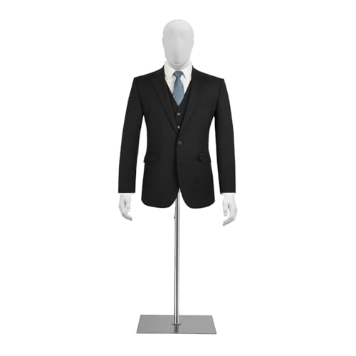 Male Dress Form Display, 4.27-6.56ft Height Adjustable Male Mannequin Torso Manikin Dress Form, Mannequin Display with Metal Base Stand for Clothing Stores, Clothing Exhibitions, White