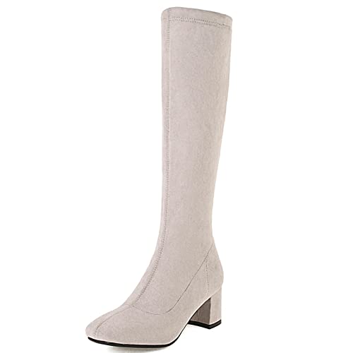 Bottes genou carrées élastiques hiver Bviennic chaudes et extensibles