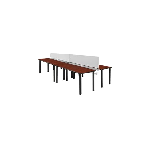 HomeStock Retro Renaissance 24' Double Benching System in Cherry and Black with Privacy Divider for Compact and Efficient Office Use