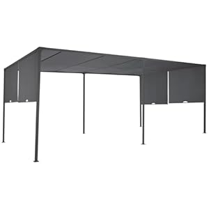 IDMarket – Schuifpergola, 2-kant, 3 x 6 m, tuinpaviljoen, canvas, antracietgrijs