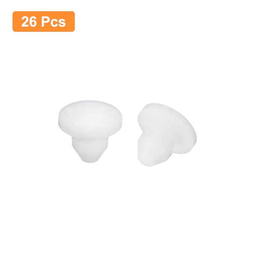 Image of uxcell 26 Pcs Silicone Plugs, Rubber Round Snap in Locking Hole Plugs for 3.5-4mm Hole, Hole Stoppers Waterproof Hole Plug for Metal Tube, Furniture End Caps Inserts, White