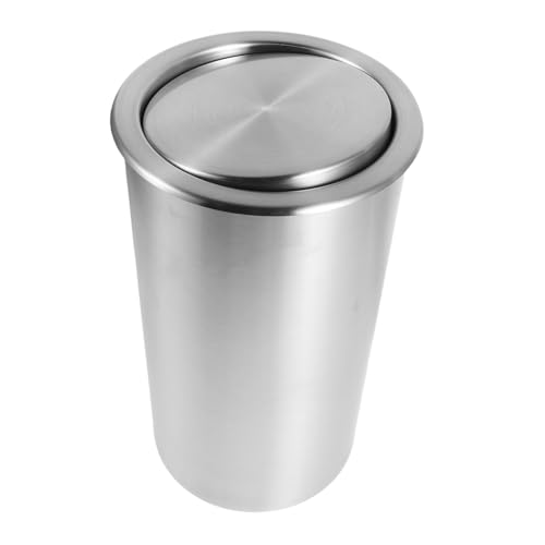 LALAFINA Papelera Empotrada de Acero Inoxidable de 5,5l Diseño Integrado para Cocina y Baño, Ahorro de Espacio y Fácil de Limpiar, Forma Redonda y Color Plata