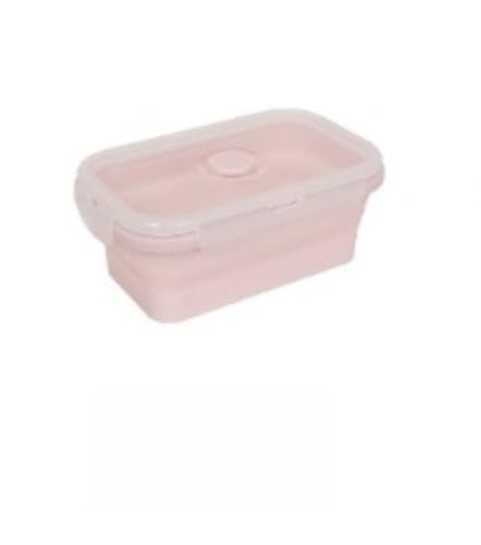 Ambety【4点セット】弁当箱 シリコンランチボックス 折りたたみ式多機能シリコンランチボックス 弁当密閉保存容器 スクエア 350ml/550ml/850ml/1200ml 電子レンジ、冷凍庫、オーブン対応 (ピンク)