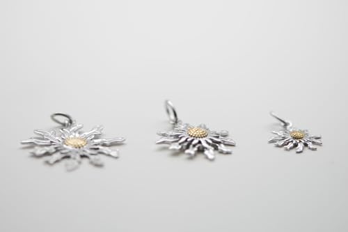 Pendentif Eguzilore bicolore en argent et or, cadeau fleur basque idéal