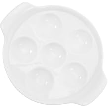 Cabilock Ceramic Escargot Baking Dish with Dual Handles Oven Safe Compartment Snail Plate French Style Cookware for Home and Restaurant Seafood and Mushroom Baking