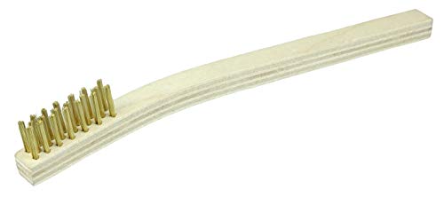 Image of Weiler 44189 Small Hand Wire Scratch Brush, Brass Fill, Wood Block, 3 x 7 Rows, Made in The USA (Pack of 36)