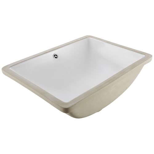 Lavabo bajo encimera de cerámica rectangular blanco 51cm con rebosadero VEVOR 2