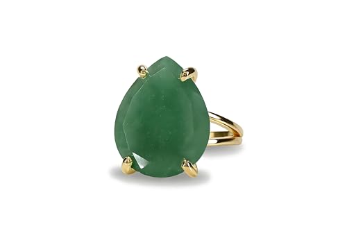 Bague en aventurine verte fait main en or jaune idéal pour un mariage unique