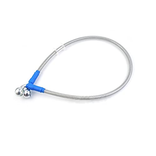 PEYDEN Motorcycle Brake Oil Hose Line AN3 Braided Brake Hose Moto M10 Banjo 28 90 Degrees Motorcycle ATV Hydraulic Clutch DOT Flexible Tube Line Oil Hose (Color : 400mm)