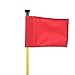 Golf Pin Flag Hole Cup Set, Portable 2 - Section Detachable Flagstick for Mini Putting Green, Backyard Practice with Drainage Hole and Tear - Nylon Flag (Red)
