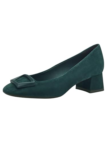 Tamaris Damen Pumps Leder Blockabsatz bequem; GREEN SUEDE, EU 38
