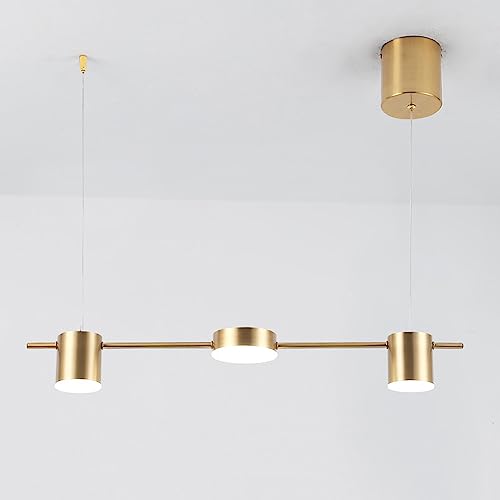 Lustre dining room suspendu LED linéaire noir et or pour table de cuisine ou espace billard