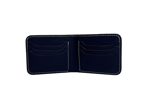 LeatherWorks Leather Wallet for Men, Bifold, Minimalistic, Durable, Handstitched to perfection, 6 Credit Card Slots, 2 Hidden Slots, 1 Cash Slot - Full grain genuine Leather (Space Cadet)2
