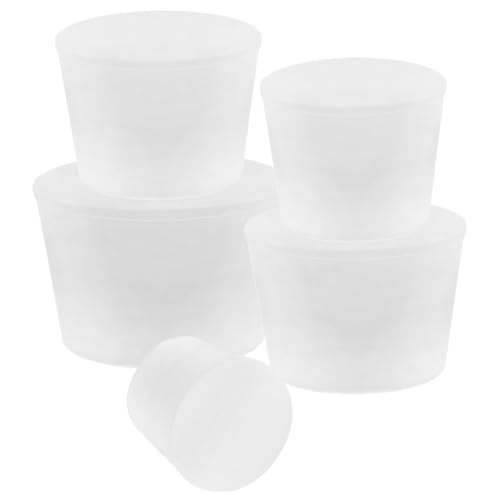 VILLFUL 5 Pcs Laboratory Rubber Stopper Test Tube Rubber Plugs Test Tube Plugs Solid Plugs for Test Tube Solid Stopper for Test Tube Sealing Stopper for Test Tube Test Tube Stoppers White