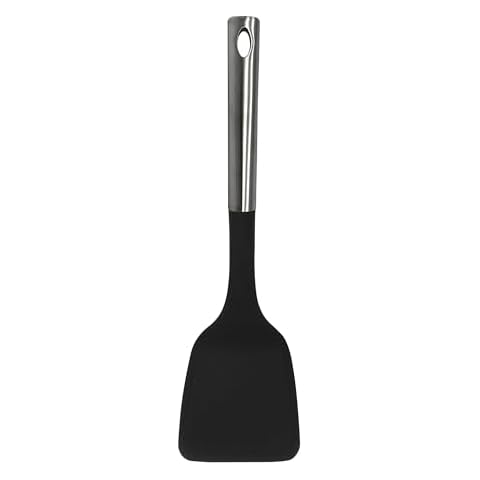 Millvado Turner, Strong Stainless Steel Handle with Heavy Duty Plastic Base, 13.5 Inch Black Solid Turner for Flipping Pancakes, Eggs, Handy Kitchen Tool Cover