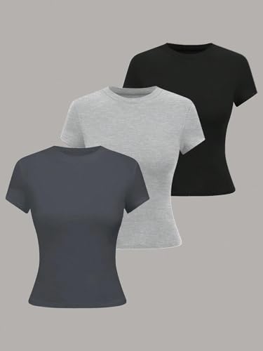 T-Shirts Tees Tops for Women Summer Plain Crew Neck Short Sleeve Casual T Shirt Outfits Clothes 20252