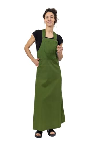 Ropa holgada de mujer overol de algodón transpirable verde contra el calor y roces 3