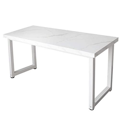 Topsky 59" Big Large Computer Office Desk 1.88" Thickness Desktop (White Marble Texture) #TOP14