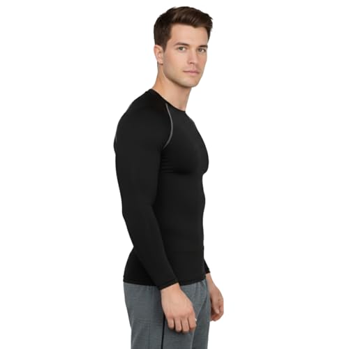 Image of NEVER LOSE Men's Compression Ultima T-Shirt Top Skin Tights Fit Lycra Inner Wear Full Sleeve for Gym Cricket Football Badminton Sports Combo (Pack of 2)