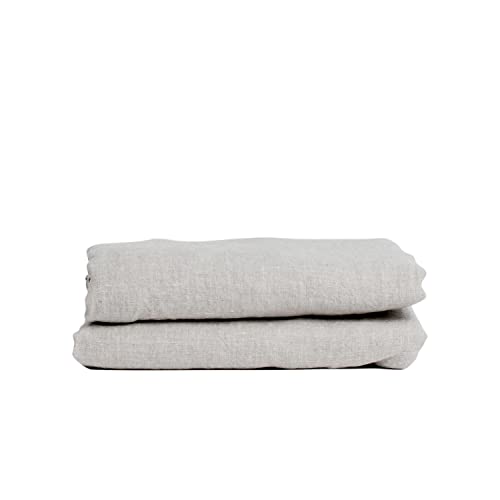 My Linen Home Drap Plat 100% Lin délavé en Nature 180x260cm I Hypoallergénique, thermorégulation et respirabilité I Doux et Souple pour Les Peaux Les Plus sensibles I Convient à Toutes Les Saisons