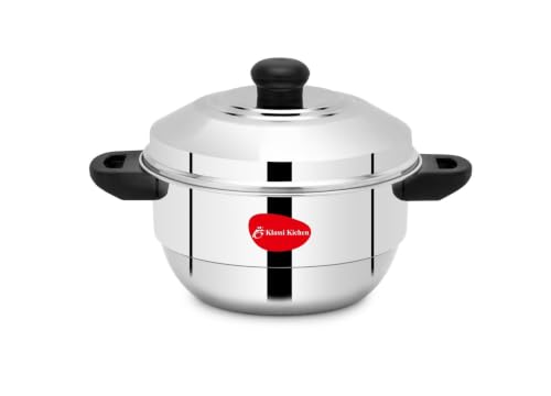 Image of KLASSI KICHEN Stainless Steel Idli Cooker with 3 Plates & 1 Mini Idli Plate |Idli Steamer with Bakelite Handle |Gas Stove & Induction Compatible |Idli Dhokla & Modak Maker | Kitchen Accessories | Silver
