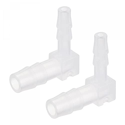 sourcing map Barb Hose Fitting, 5mm to 7mm Barbed Dia. Plastic Elbow Coupler Reducer Quick Connector Adapter, Pack of 2