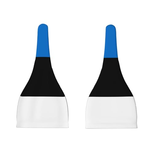 Flag of Estonia Print Newborn Baby Hat, Soft Top Knotted Beanie Cap, Cute Infant Headwear for 0-6 Months Welcome Party Black3