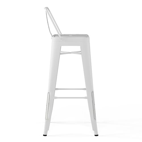 Butaco industrial de metal SIMPLIHOME Sheldon, altura de asiento 34", color blanco desgastado, para bar o cocina (juego de 2) miniatura 5