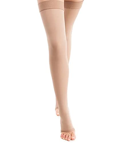 Image of ITA-MED Unisex Microfiber Compression Stockings - 25-35 mmHg, Thigh High, Open Toe