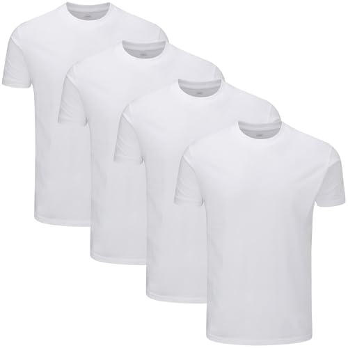 uniplen 4er Packung Einfarbige T-Shirts mit Rundhalsausschnitt (XL, White (0125))