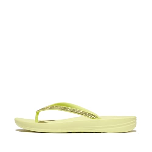 Image of FitFlop Womens iQushion Rubber Flip-Flops with Contoured Footbed for Walking, Lightweight Ergonomic Flip Flop Sandals with Arch Support and Foot Impact Pillows