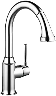 hansgrohe Talis C Brushed Nickel Bar Kitchen Faucet, Kitchen Faucets with Pull Down Sprayer, Faucet for Kitchen Sink, Magnetic Docking Spray Head, Polished Nickel 04216830