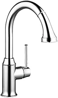 hansgrohe Talis C Brushed Nickel Bar Kitchen Faucet, Kitchen Faucets with Pull Down Sprayer, Faucet for Kitchen Sink, Magnetic Docking Spray Head, Polished Nickel 04216830