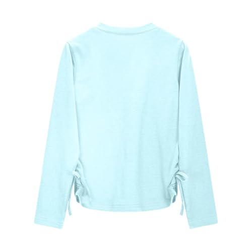 Girls Slim Long Sleeve Shirt Tunic Thin Black Solid Bowknot Crewneck Tshirts Kids Loose Soft Lightweight Fall Clothes4