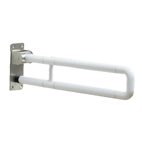 Aeroorトイレの安全手すり 滑り止め 折りたたみ式の跳ね上げ式ステンレス鋼グラブバー バスルームサポートハンドル 高齢者用手すりトイレ 壁掛け式滑り止め手すり (ホワイト+足のない,60cm)