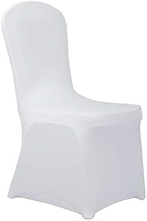 HAORUI Spandex Chair Covers for Dining Room Banquet Wedding Party (4 pcs, White)