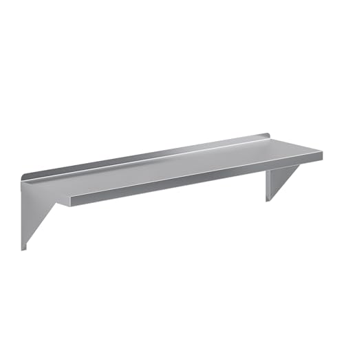 Image of AmGood 12 inch x 48 inch Stainless Steel Wall Shelf | Appliance & Equipment Metal Shelving | Kitchen, Restaurant, Garage, Laundry, Utility Room | Heavy Duty | Squared Edge | NSF Certified