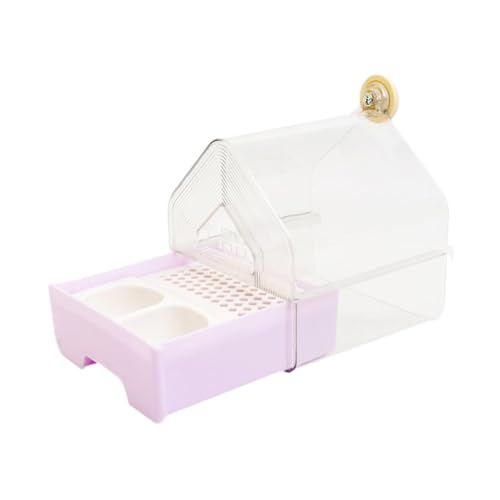 STARTIST 吊り下げ式バードバス(フィーダーシャワーボックス付き)安定した餌フィーダーホルダー付きバードバスボウル(ラブやオウムなどのためのバスタブ), 軽い紫