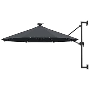 vidaXL Wandparasol met LED’s en metalen paal 300 cm antracietkleurig
