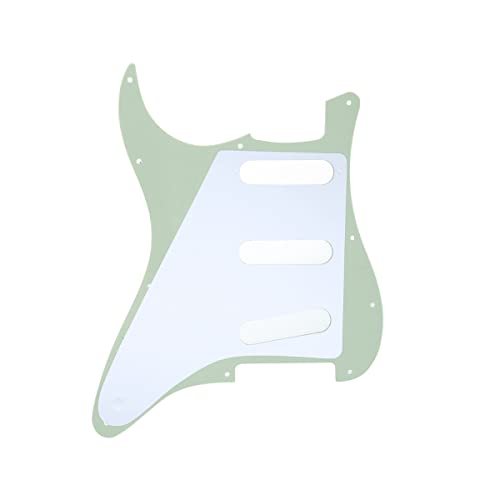 Image of Musiclily SSS 11 Hole Strat Guitar Pickguard for Fender USA /Mexican Made Standard Stratocaster Modern Style, 4Ply Mint Pearl