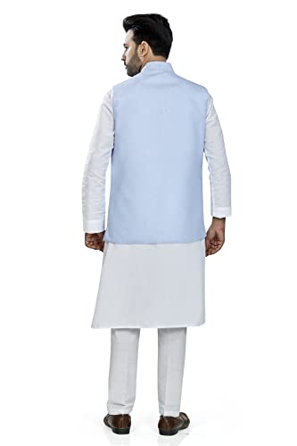 Image of BE ACTIVE 100% Cotton Solid Pattern Trendy Comfortable Stylish Full Sleeve Kurta Pajama Set with Jacket Nehru Style Koti for Men's ||