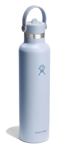 Image of Hydro Flask Water Bottle - Insulated Stainless Steel - Straw Lid, Non Spill, Leakproof 24 Oz Surf Blue