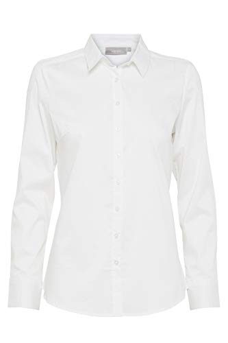 fransa FRZashirt Chemisier à manches longues pour femme Col montant avec stretch, Blanc (60002), M