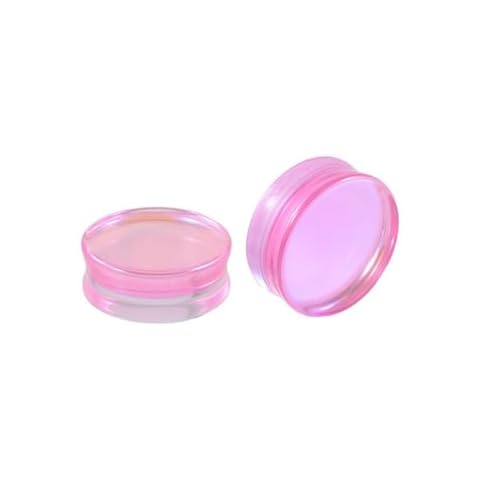 Izpack Pink Glass Ear Plugs Tunnels for Women Men Double Flared Saddle Ears Gauge Plug Stretcher Expander Piercing Body Jewelry Gifts (25mm(1")) Cover