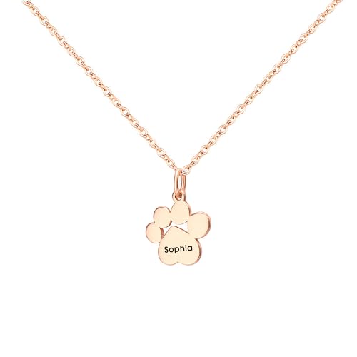 Svyqwmz Personalizado grabado nombre collar personalizado perro pata colgante collar con nombre mascota joyería conmemorativa para mujeres hombres