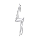 Jemant Lightning Ear Cuff Earrings For Women Men Silver Non-piercing Rhinestones Aesthetic Fashion Dainty Hip Hop Cool Adjustable Lightning Bolt Clip On Ear Wrap Cartilage Earrings Jewelry (Silver)