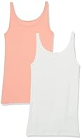 Amazon Essentials Damen Slim Fit Dünne Träger Tank Top 2er Pack Korallenrosa/Weiß, X-Large
