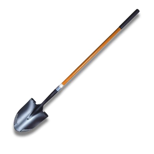 FRONTTOOL Spatenschaufel 2in1 Amerikanische Form | Gartenspaten | Profi Garten- & Bauwerkzeug aus Kohlenstoffstahl mit Fiberglasstiel