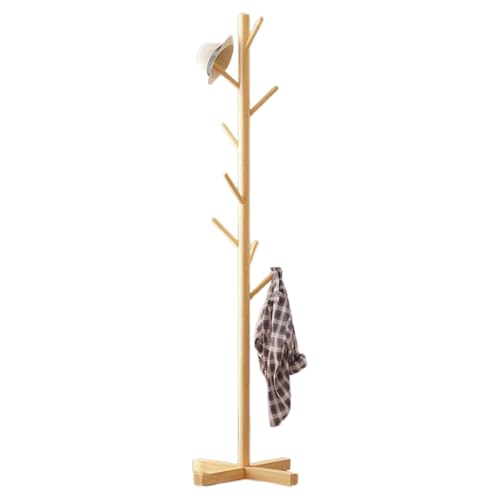 150x45cm Perchero De Madera Resistente - Madera Organizador De Abrigos De Pie, Perchero Independiente Con Múltiples Ganchos, Percheros De Madera Para Dormitorio Ropa, Sombreros, Bolsos, Abrigo