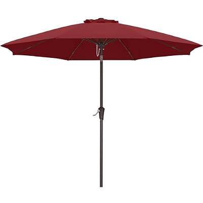 ABCCANOPY 10FT Patio Umbrella, Outdoor Waterproof Table Umbrella with Push Button Tilt and Crank, 8 Ribs UV Protection Pool Umbrella for Garden, Lawn, Deck & Backyard (Burgundy)